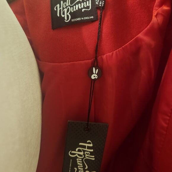 Hell Bunny Red Robinson Coat Leopard Print Faux Fur Collar Princess Size XS NWT - Picture 4 of 4